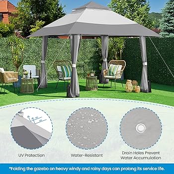papagogo Yaheetech 11 ft. x 13 ft. Hexagonal Outdoor Gazebo Pop-Up